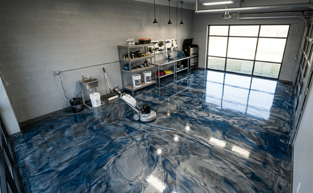 Epoxy garage flooring Dracut MA — Fine Coat Painters
