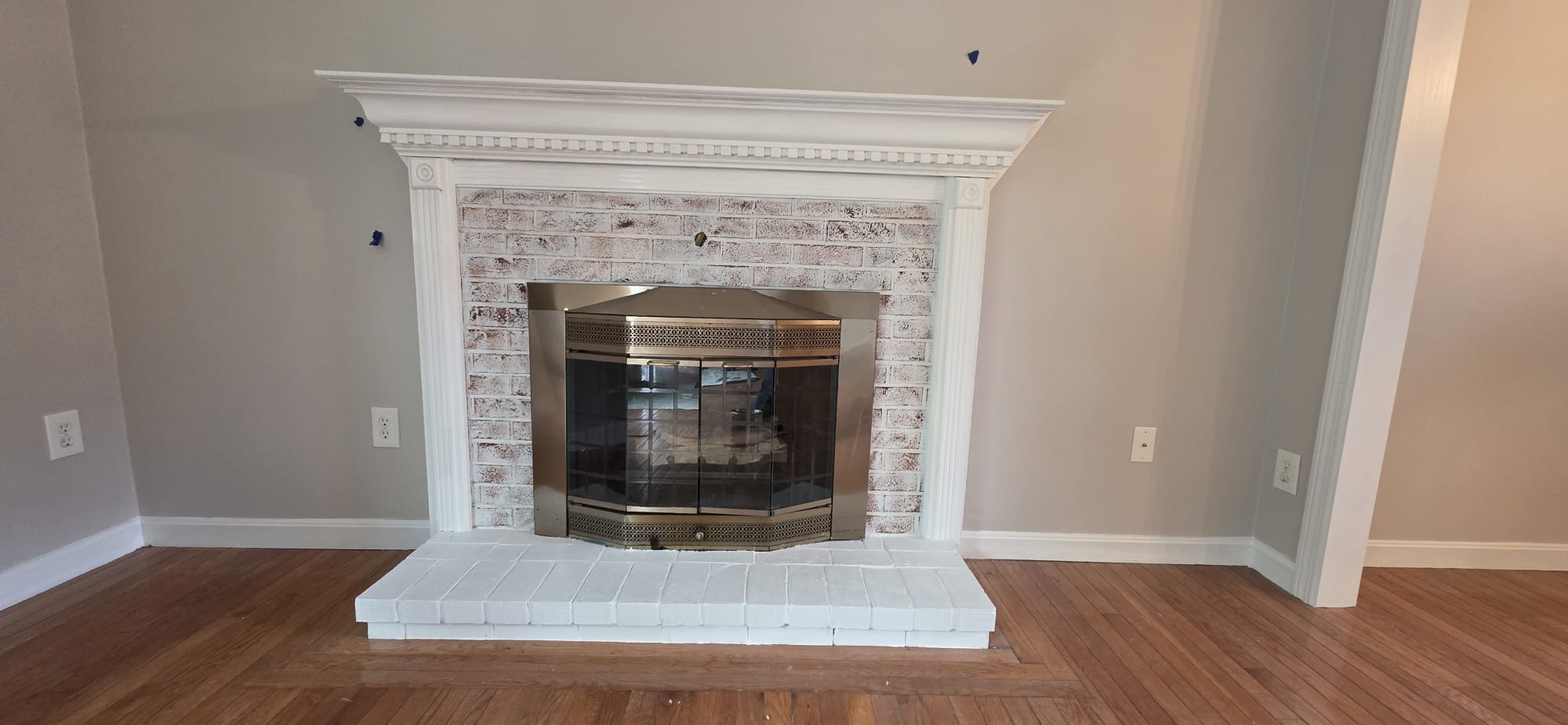 Charcoal accent interior paint color Massachusetts fireplace wall