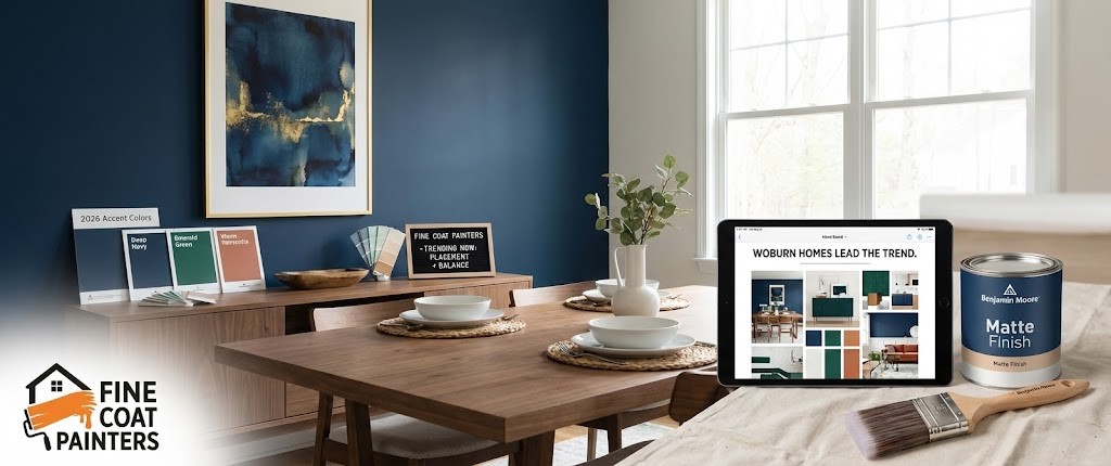 2026 interior accent wall trends Bedford MA — Fine Coat Painters color consultation