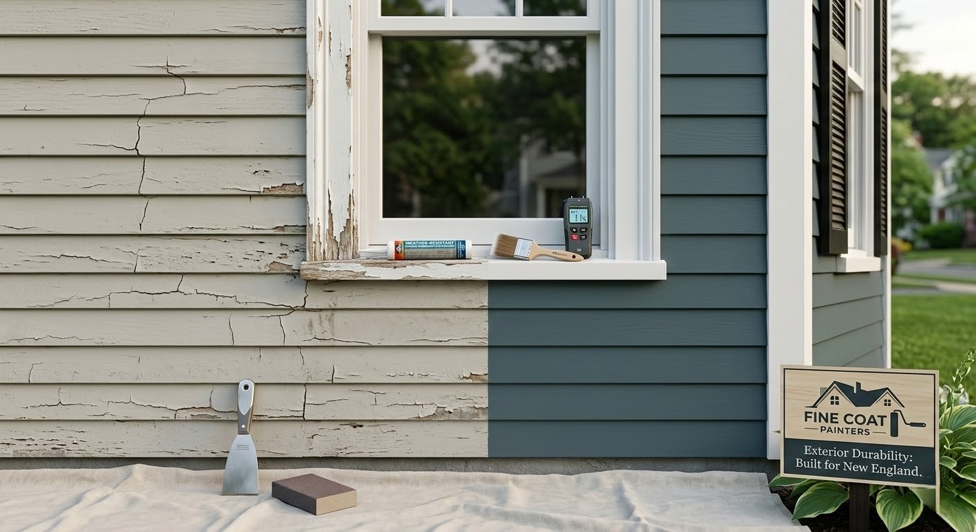 Before and after exterior painting lead-safe Merrimack Valley MA – Fine Coat Painters