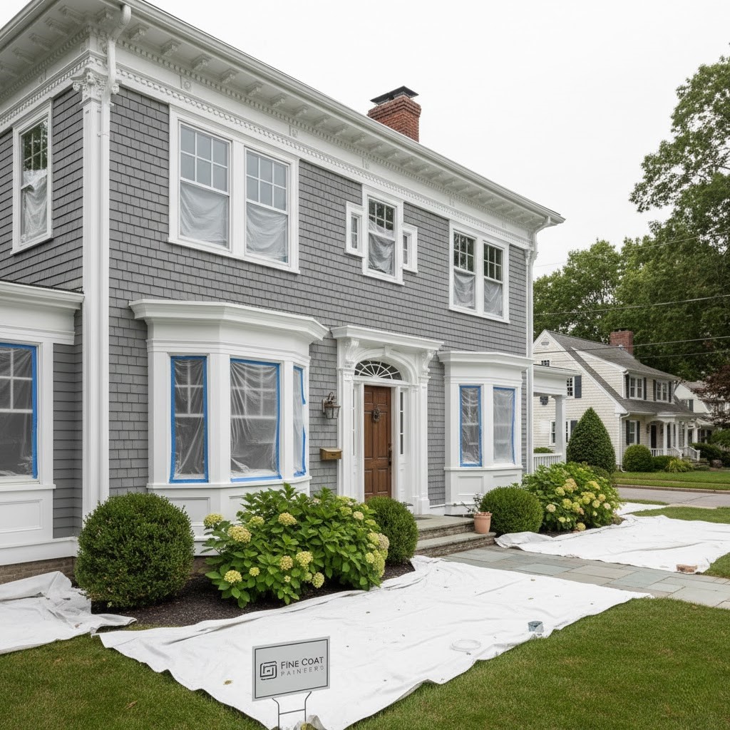 October Mist sage green exterior paint color Massachusetts