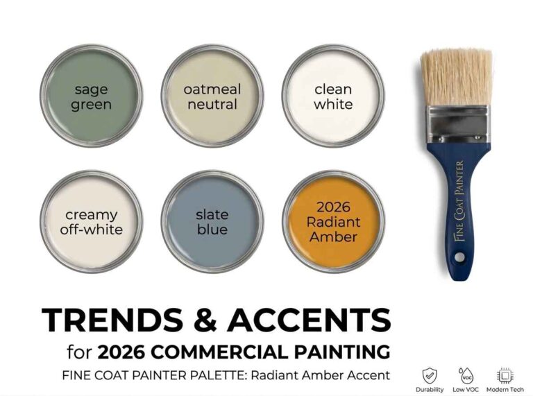 Green, gray and ochre paint color samples for 2026 and 2027 trends