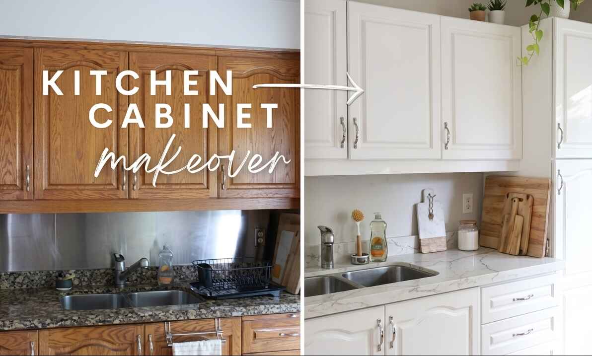 cabinet refinishing Chelmsford MA oak cabinet painting transformation before after