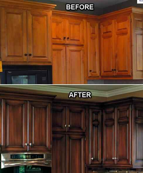 cabinet refinishing Wilmington MA before after two-tone kitchen Wilmington